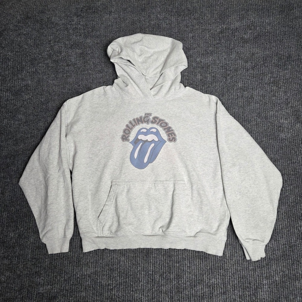 American Eagle Rolling Stones Rock &‎ Roll Graphic Hoodie Light Gray S Unisex